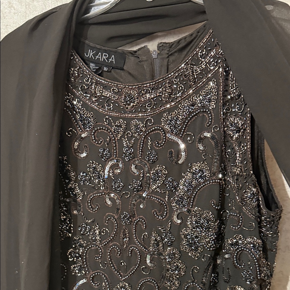 J Kara Black Maxi Dress with Embellished Bodice - Picture 5 of 8